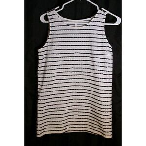 Passports M Top Striped Sleeveless Travel Blue Womens